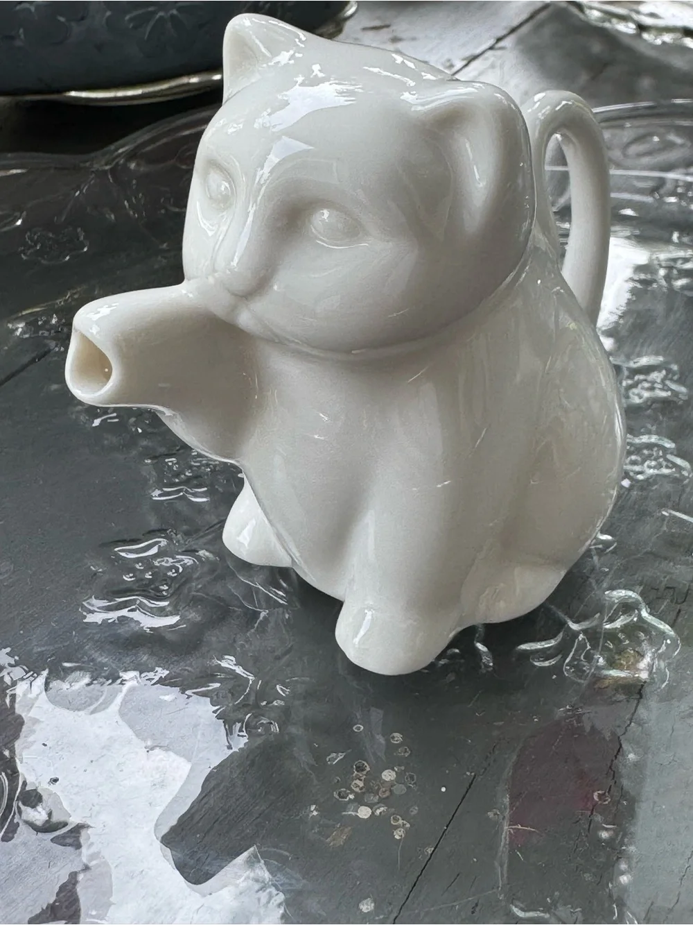 White Ceramic Cat Creamer Pitcher